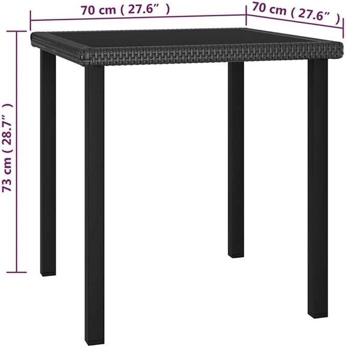 BOWERY HILL 3-Piece Outdoor Patio Dining Set, Black Poly Rattan Table and Chairs, Cream Cushions, Compact Modern Design, UV Resistant/Waterproof for Balcony, Terrace, Garden
