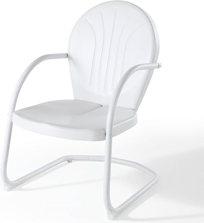 Crosley Furniture Griffith 3-Piece Outdoor Chair and Side Table Set, Retro Metal Bistro Patio Sets for Porch, White