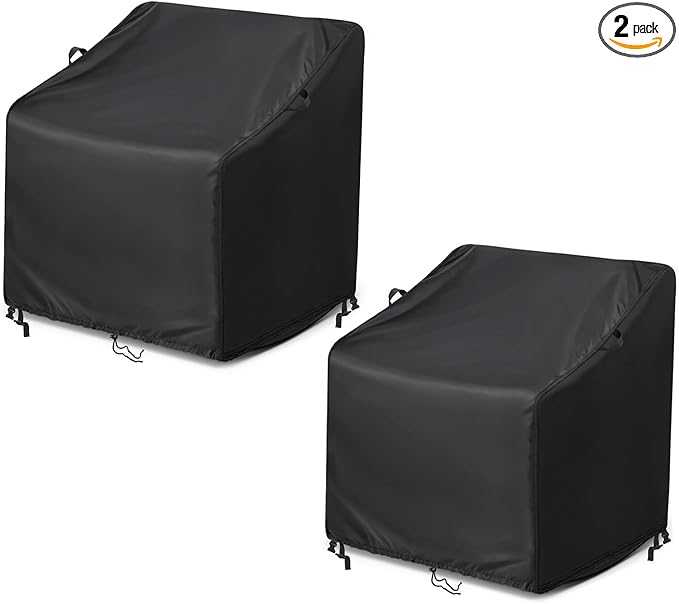 Kasla Patio Chair Cover, Waterproof Heavy Duty Cover for Outdoor Rocking Chair & Papasan Rocking Chair & Rattan Wicker Chair & Swivel Chair (Black, 43"L×42"W×42"H, 2 Pack)