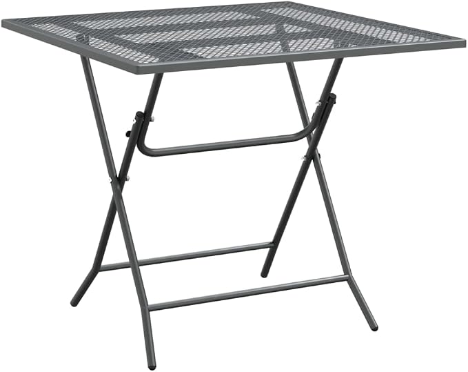 5 Piece Patio Dining Set Expanded Metal Mesh Anthracite | E-Coating Weather-Proof, 7 Position Adjustable Backrest, Foldable Design for Space Saving