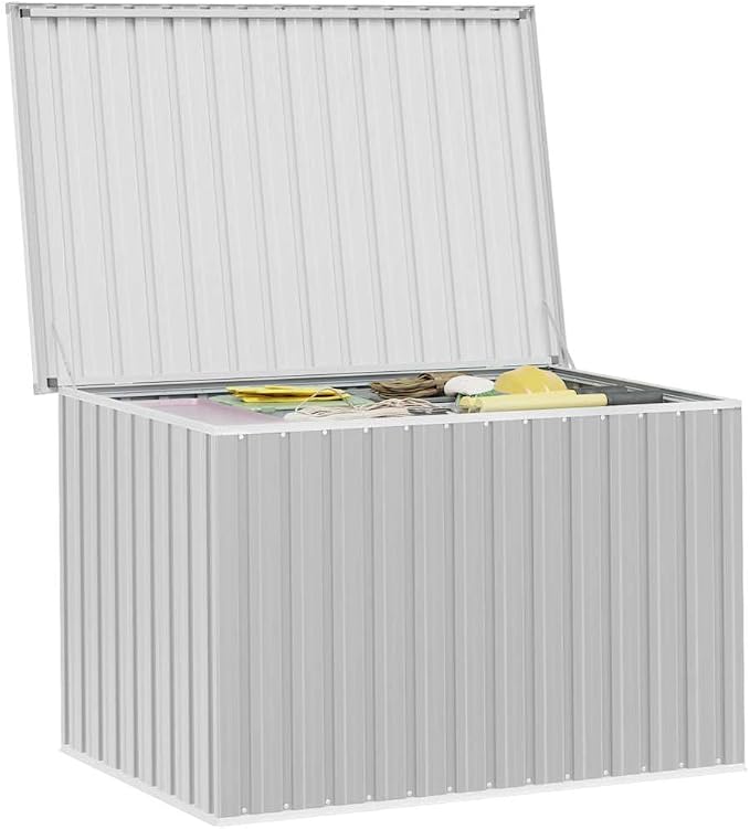 Outdoor Garden Storage Box Large Metal Deck Bin Heavy Duty Galvanized Steel Container for Patio Backyard Cushions Tools Organization 58.7 x 39 x 36.6 Inches