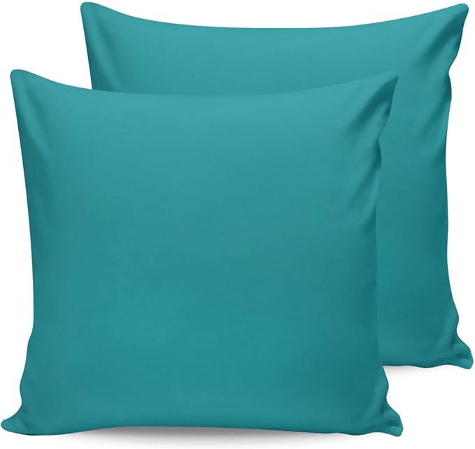 Outdoor Waterproof Pillow Covers for Patio Furniture Teal Blue Decorative Throw Pillow Cover Solid Color Pillowcases Set of 2 Cushion Case for Sofa Couch Chair Home Decor 18x18 inch x 2pcs
