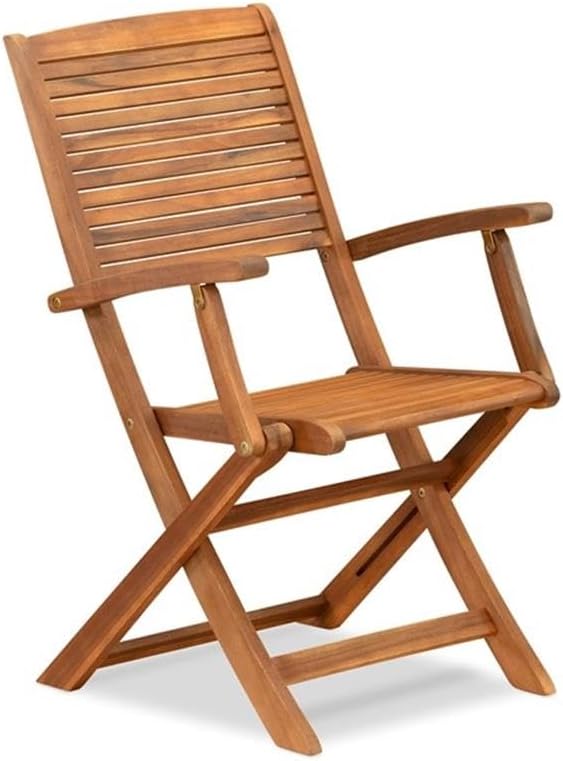 Pemberly Row 5-Piece Patio Dining Set, Natural Oil Finish, Rectangular Table and 4 Foldable Chairs, Lightweight and Compact Outdoor Furniture, Contemporary Style for Garden or Patio
