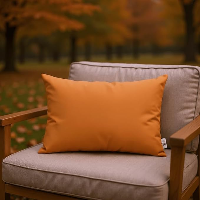 RSH DECOR Sunbrella 26" x 16" Lumbar Throw Pillows Set of 2 | Water and Fade-Resistant Performance Fabric | Outdoor Pillow Covers with Down-Alternative Inserts | Made in USA (Canvas Tuscan Orange)