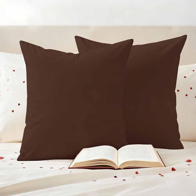 Outdoor Pillow Covers 24 x 24 Inches, Brown Pure Color Waterproof Throw Pillow Cover Set of 2, Aesthetics Contemporary Luxury Decorative Square Cushion Covers for Patio/Couch/Garden