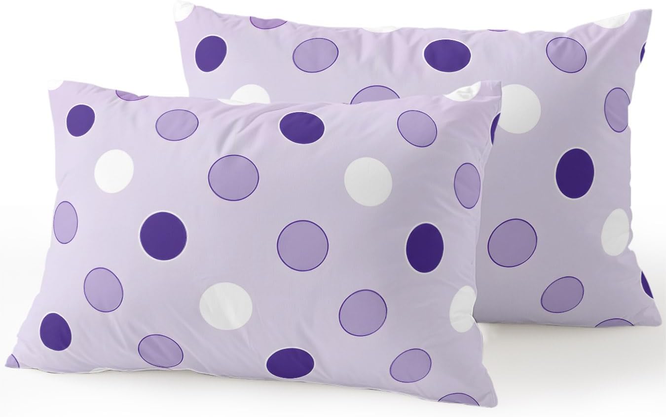Waterproof Outdoor Pillow Set of 2 Purple Polka Dots Decorative Throw Pillows Cover & Insert 20x12 Inch Lumbar Pillowcase Funny Circles Spots Pillows for Couch Sofa Bed Patio Furniture Indoor Outdoor