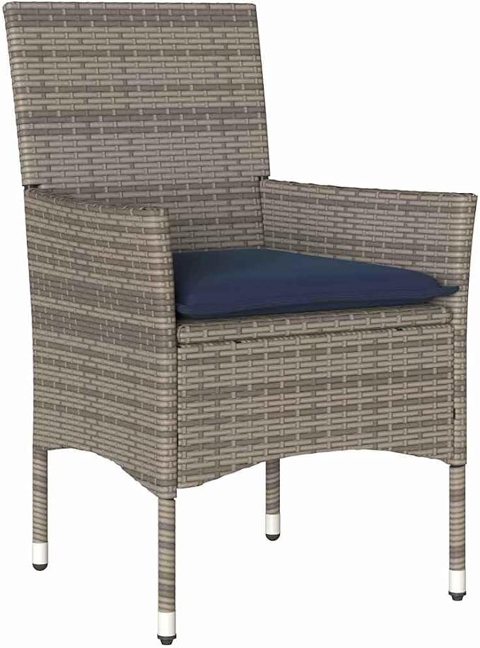 9-Piece Outdoor Dining Set with Cushions, Grey PE Rattan Patio Table and 8 Chairs for Garden, Backyard, and Deck