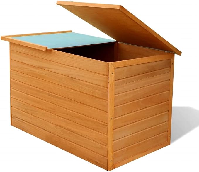 Patio Storage Box,Outdoor Toy Box,Outdoor Cushion Storage, Waterproof Roof,Organization and Storage for Patio Furniture, Outdoor Cushions, Garden Tools,Pool Toys49.6"x28.3"x28.3" Wood