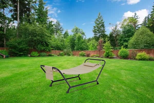 SEDLAV Belden Park Polyester Hammock with Stand and Pillow, 90.55" L x 38" W x 32" H (Beige)