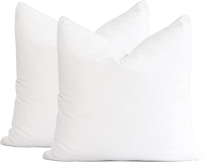 Crumbs Home Throw Pillow Inserts Set of 2, 22"x22" (for Cover Size 20"x20") Water Repllent Synthetic Down Alternative Sham Stuffer for Indoor Outdoor Use, Karate-Chop Effect