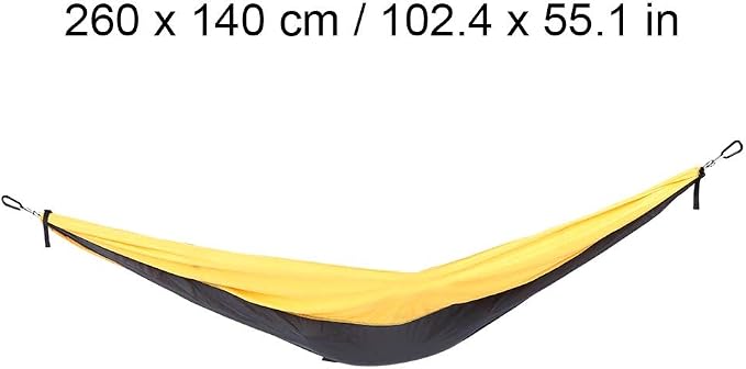 Breathable Hanging Chair Bed, 260x140cm Dual Use Portable Hammock Swing, Garden Hammock with Steel Buckle for Camping Courtyard Corridor Outdoor (Yellow Gray)