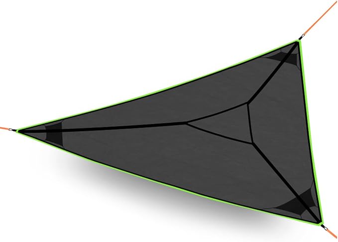 OVARIA Triangle Hammock, 9.8ft Camping Net Hammock Max 330 lbs, Portable Multi Person Hammocks with 3 Tie Down Straps Net Pocket