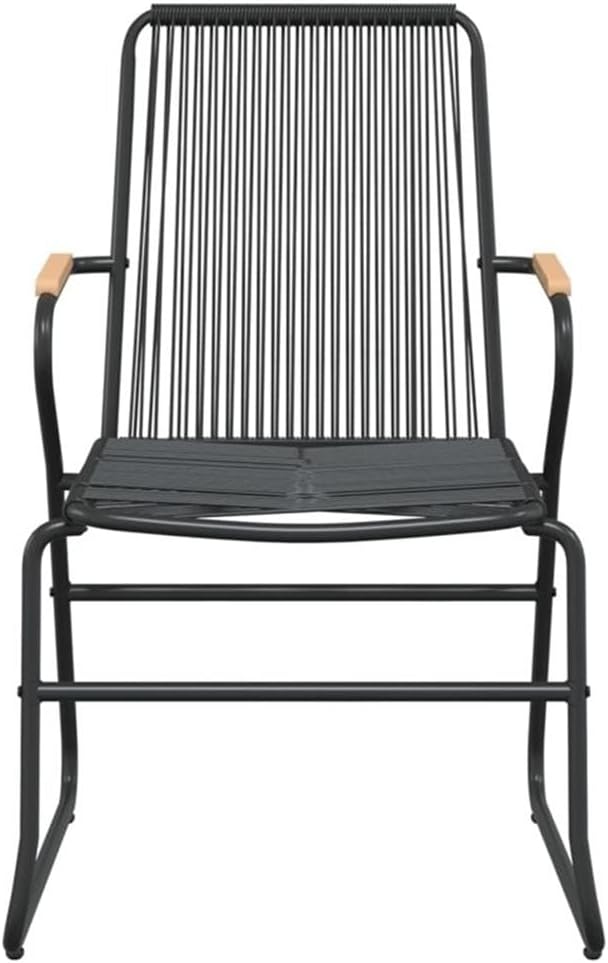 Afuera Living Contemporary Outdoor Dining Set, Black PVC and Powder-Coated Metal, Includes 31.5 in Square Table and 2 Chairs, Weather-Resistant, Industrial Style Garden or Patio Furniture for 2 People