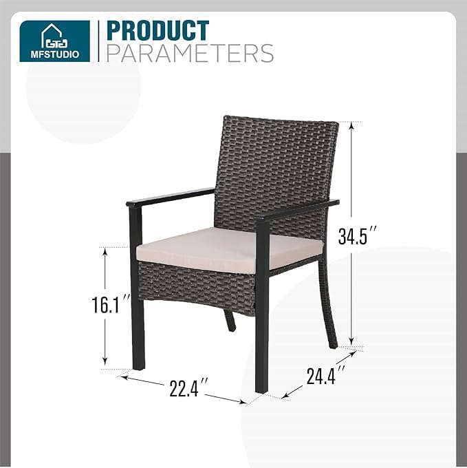 MFSTUDIO 9 Pieces Patio Dining Set for 8, Outdoor Rectangular Metal Table & Rattan Chairs, Patio Table Set for 8 and Chairs