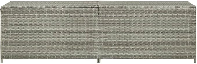 Wicker Patio Storage Box with PE Liner, Patio PE Rattan Storage Container, Outdoor Storage Box for Cushions, and Garden Tools, Poly Rattan 78.7"x19.6"x23.6" Gray,-898