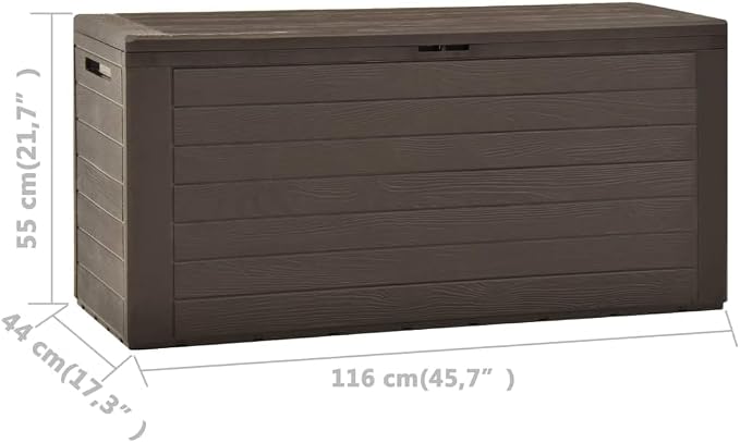 Deck Box Large Outdoor Storage for Patio Furniture, PP Garden Tools, Pool Supplies,Outdoor Backyard Patio Storage Deck Box Container, Brown 45.7"x17.3"x21.7"