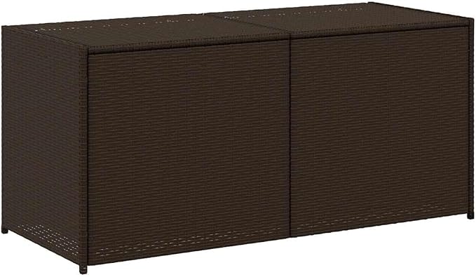 Brown PE Rattan Garden Storage Box with Water-Proof Inner Bag and Gas Spring Lid, Large Patio Storage Box for Cushions and Blankets
