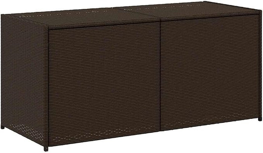 283L Large Garden Storage Box, Brown PE Rattan Outdoor Storage Chest with Water-Resistant Cushion Bag for Patio, Garden Tools and Accessories