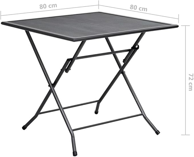 BOWERY HILL 3-Piece Steel Square Patio Dining Set, Anthracite Gray, Powder-Coated Finish, Weather Resistant, Foldable Space-Saving Design, Adjustable Backrest, Indoor/Outdoor Dining Room Furniture