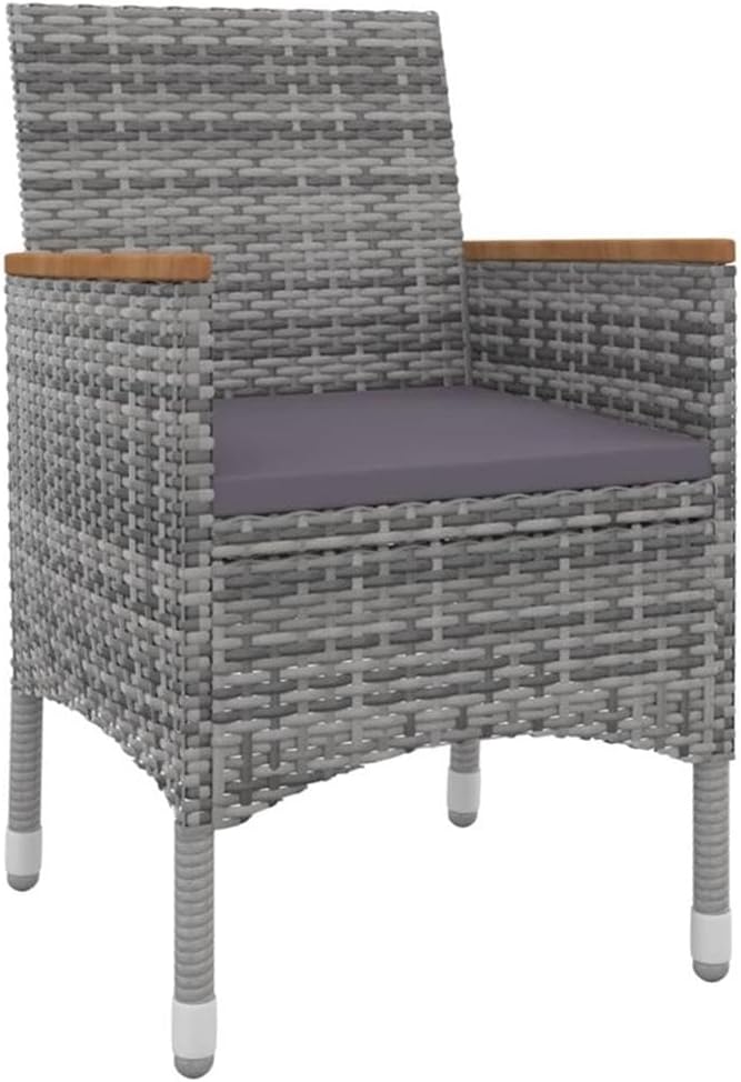 BOWERY HILL 5-Piece Contemporary Patio Dining Set, PE Rattan and Powder-Coated Steel, Gray and Dark Gray/Black Finish, Cushioned Seats, Weather-Resistant Design, Outdoor Furniture for Garden or