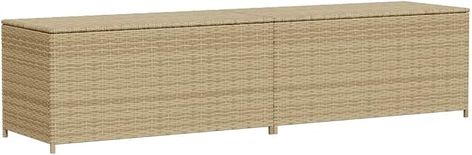 Garden Storage Box 123.9 Gallon Large Outdoor Deck Box with Gas Spring Lift Synthetic Poly Rattan Storage Chest for Patio Furniture Cushions and Garden Tools Mix Beige