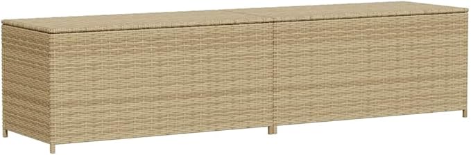 Outdoor Garden Storage Box, Large Deck Box with Gas Spring Lift, Weather-Resistant PE Rattan and Powder-Coated Steel Frame for Patio Cushions and Tools, Mix Beige