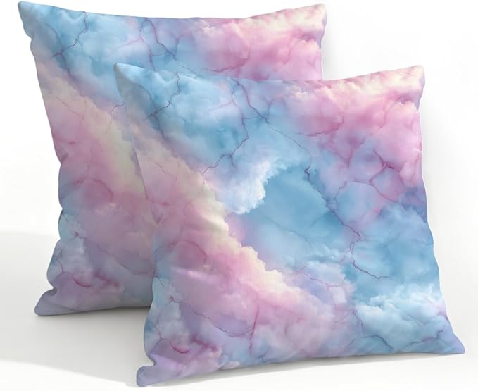 22x22 Inch Outdoor Pillow Covers Set of 2 Waterproof Throw Pillow Covers Decorative Couch Cushion Covers Watercolor Marble Square Pillowcases Protectors for Patio Garden Sofa