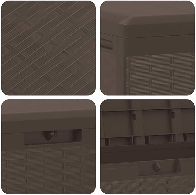 Brown 44.9 x 44.9 x 23.6 in Garden Storage Box 290 L Polypropylene Deck Box for Patio, Balcony and Garage