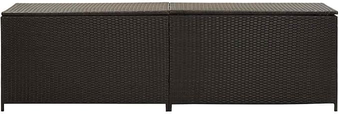 Patio Storage Box, 78.7 Inch Large Poly Rattan Deck Box for Outdoor Cushions and Garden Tools, Rectangular Storage Trunk with PE Liner for Backyard and Balcony, Brown