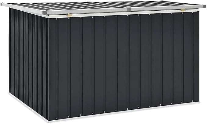 Galvanised Steel Patio Storage Box Anthracite, 58.7x39x36.6 Inch Outdoor Storage Chest for Cushions, Tools, Garden Equipment