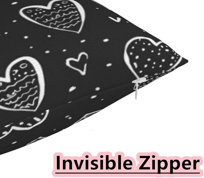Outdoor Pillows Waterproof Set of 2 Outdoor Pillow Covers 16x24 Inch, Black Throw Pillows Heart Pillow Covers, Summer Garden Decorative Pillows Outdoor Pillows for Patio Furniture Car Home Decor-hs282
