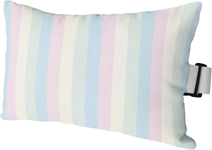 Outdoor Pillows Covers with Inserts Blue Green Yellow Pink Stripe Waterproof Recliner Pillow with Adjustable Strap Throw Pillows for Patio Furniture Pool Lounge Chair, 11x16 inch, 1PCS