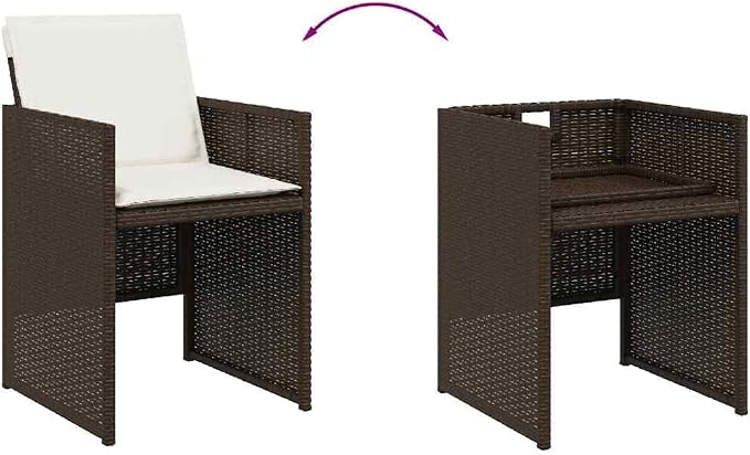 13 Piece Patio Dining Set, 12 Seater Outdoor Table and Chair Set with Cushions, Space Saving Cube Garden Furniture, Weather Resistant PE Rattan Brown