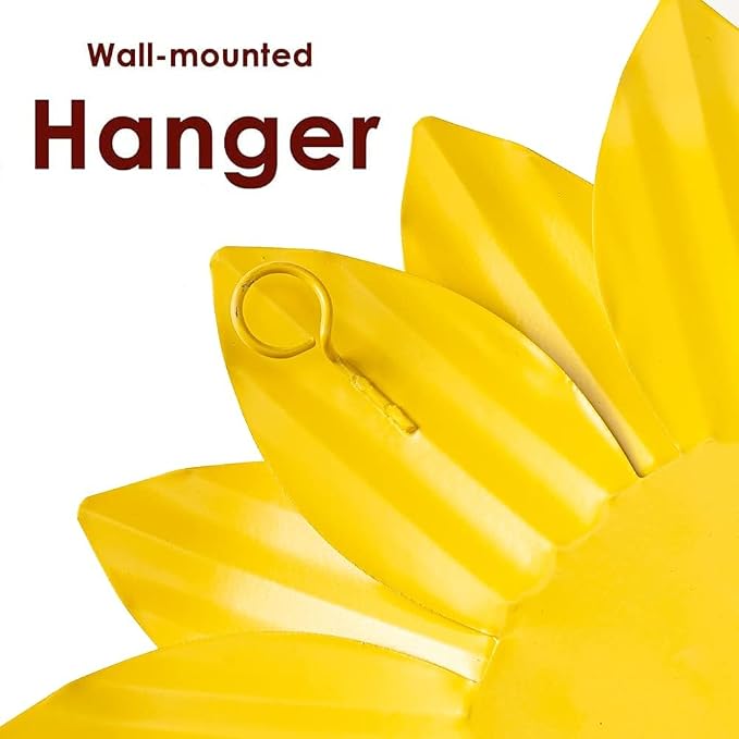 YEAHOME Sunflower Wall Decor - 9'' Metal Flower Wall Art Decorations 3 PACK Spring Yard Garden Sunflower Decor Hanging for Kitchen, Bathroom, Bedroom, Set of 3 Handmade Gift for Home, Indoor, Outdoor