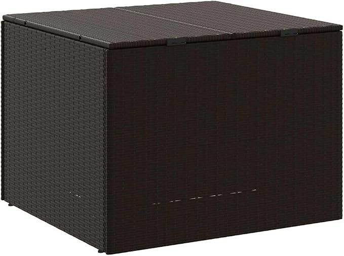 291L Outdoor Storage Box, Brown Poly Rattan Garden Storage Box with Powder-Coated Steel Frame for Patio, Deck, and Balcony