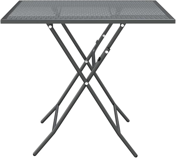5 Piece Patio Dining Set Expanded Metal Mesh Anthracite | E-Coating Weather-Proof, 7 Position Adjustable Backrest, Foldable Design for Space Saving