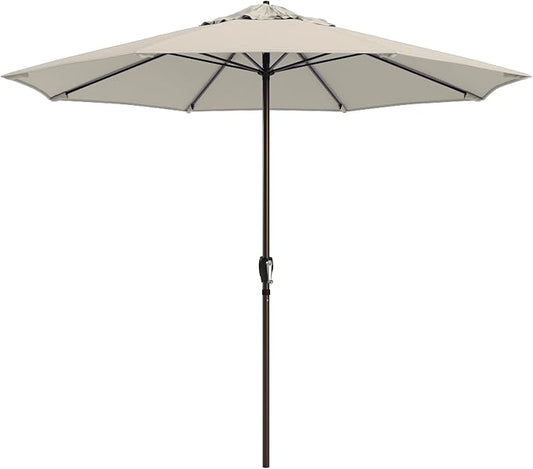 California Umbrella 12-Year Protection 9-Ft Outdoor Patio Umbrella, Sunbrella Fade-Resistant Fabric, Auto-Tilt, Heavy Duty Aluminum Frame, 8 Reinforced Ribs for Pool or Deck, Bronze Pole, Canvas