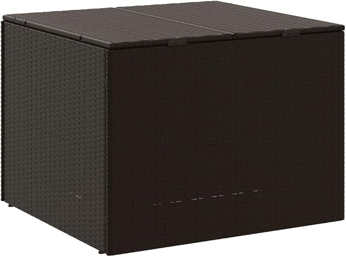 Outdoor Rattan Wicker Garden Storage Box, Patio Deck Storage Box, Patio Storage Container for Indoor, Patio Furniture Cushions, Pool Supplies,Brown 76.9 Gal Poly Rattan,-246