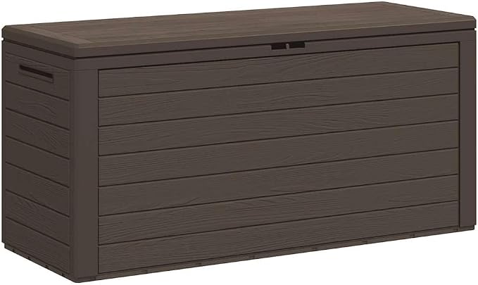 Brown PP Storage Box 45.7"x17.3"x21.7, Outdoor Storage Chest for Patio Garden Cushions Pillows Blankets