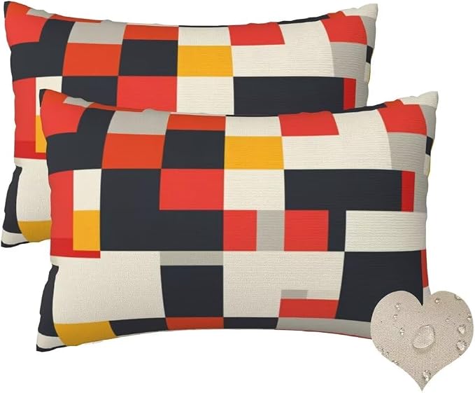 Outdoor Pillows Waterproof Set of 2 Outdoor Pillow Covers 16x24 Inch, Modern Throw Pillows Vintage Pillow Covers, Garden Decorative Pillows Outdoor Pillows for Patio Furniture Car Home Decor -hs447