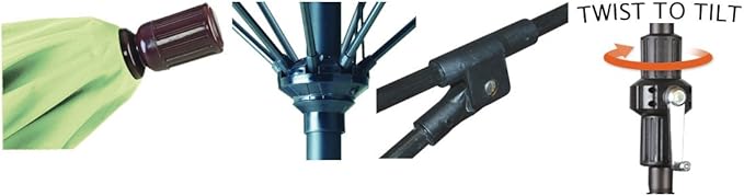 California Umbrella 11' Round Crank Lift, Collar Tilt, Aluminum Pole, Fiberglass Rib Patio Umbrella, Black Finish, Terracotta