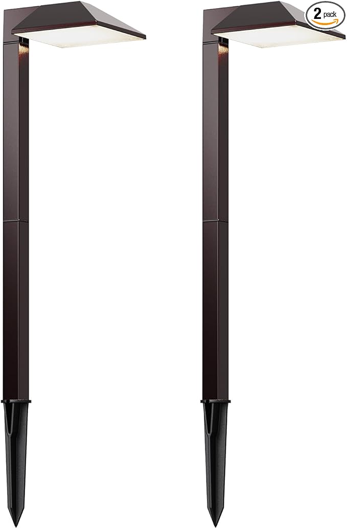 Low Voltage Pathway Lights 2PK Outdoor Landscape Lighting 1.2W 40 Lumen 2700K 12V AC Path Lights with Replacement Bulb Wire Connector Spike Stake for Garden Yard Driveway Lawn