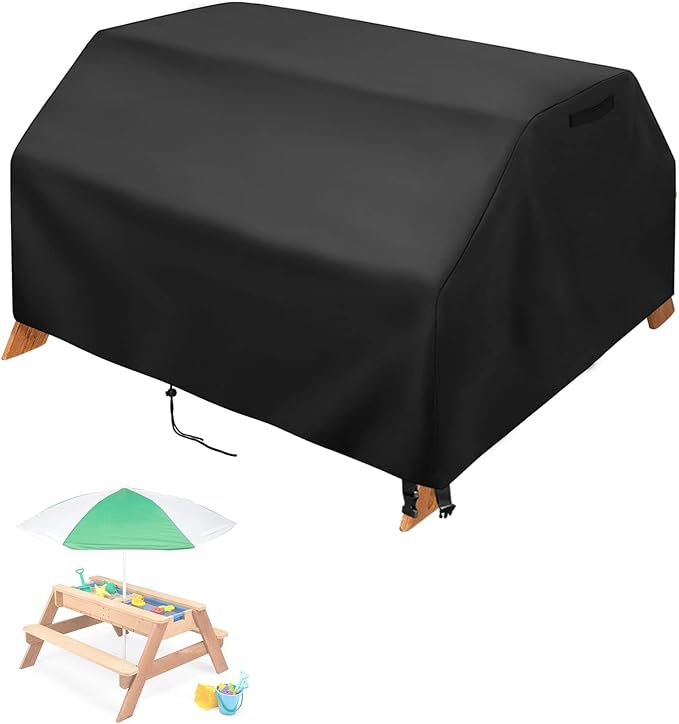 Kasla Kids Picnic Table Cover, Heavy Duty Waterproof, Fits Wooden Dining Table with Benches for Backyard, Patio, Lawn (36"W×33"D×22"H)