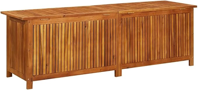 Solid Acacia Wood Storage Box with Oiled Finish, 68.9 Inch Large Rectangular Deck Box for Garden and Patio, Wooden Outdoor Cushion Chest for Pillows and Blankets, Brown