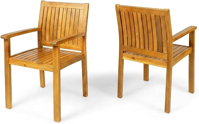 Christopher Knight Home Daron 7 Piece Acacia Wood Outdoor Dining Table Set for 6, Extendable Dining Table and 6 Patio Chairs, Slatted Wooden Outdoor Patio Furniture Set for Garden/Backyard, Teak