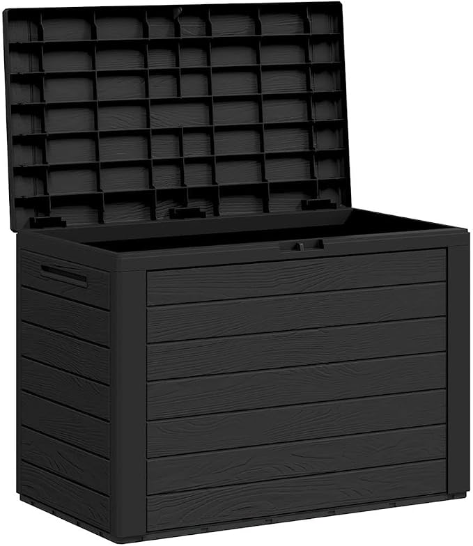 Outdoor Storage Box 50 Gallon Capacity, Weather Resistant Garden Deck Bin with Flap Closure for Patio, Balcony, Backyard, Anthracite, 30.7x17.3x21.7 Inches