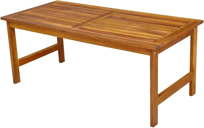 4-Piece Garden Dining Set, Solid Acacia Wood Outdoor Furniture with Rectangular Table, Bench and 2 Chairs, Rustic Patio Conversation Set with Cushions for Balcony and Terrace