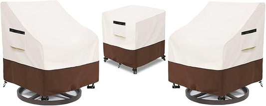 Patio Furniture Set Covers for 3 Piece Outdoor Bistro,Waterproof 100% Outdoor Furniture Cover for 2 Swivel Chairs and Coffee Table,Beige