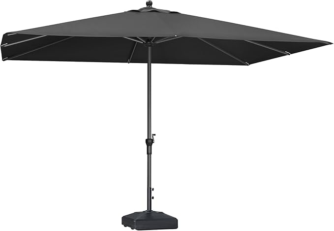 PURPLE LEAF 11.5' x 8' Patio Market Umbrella Outdoor Table Sun Umbrellas with Crank 8 Aluminum Sturdy Ribs for Pool Deck Backyard Beach Black