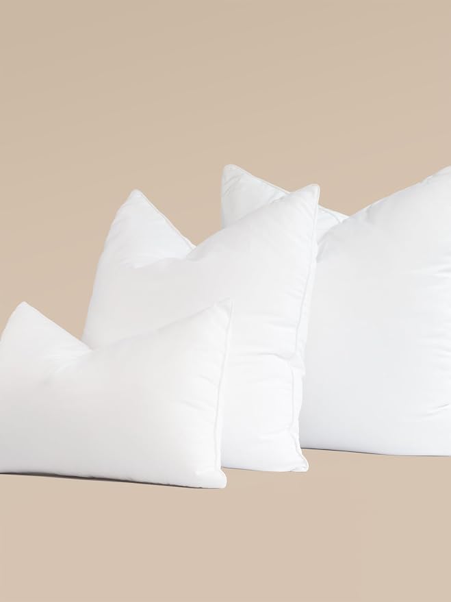 Crumbs Home Throw Pillow Inserts Set of 2, 24"x24" (for Cover Size 22"x22") Water Repllent Synthetic Down Alternative Sham Stuffer for Indoor Outdoor Use, Karate-Chop Effect